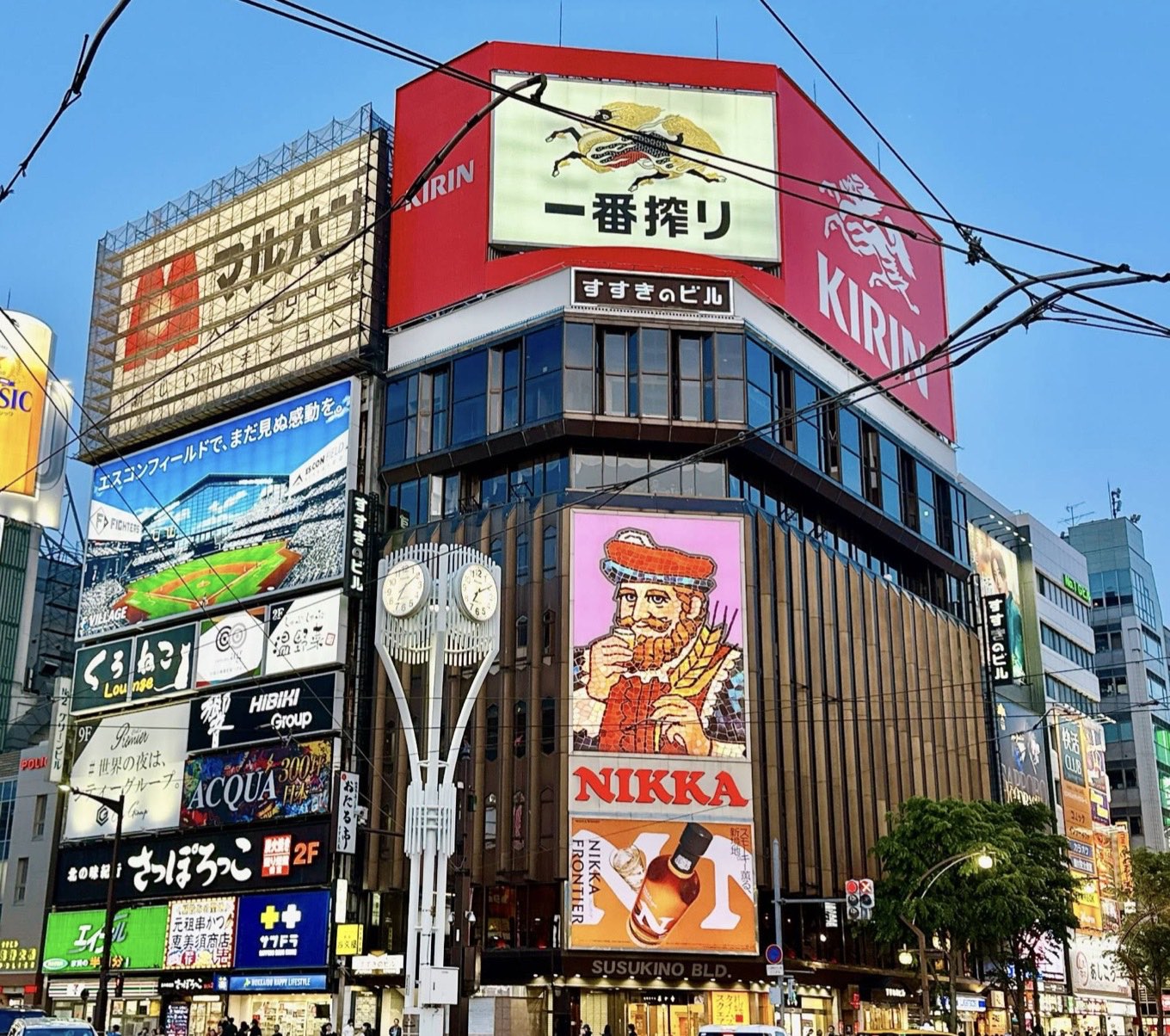 すすきの交差点 ニッカウヰスキーの大看板
